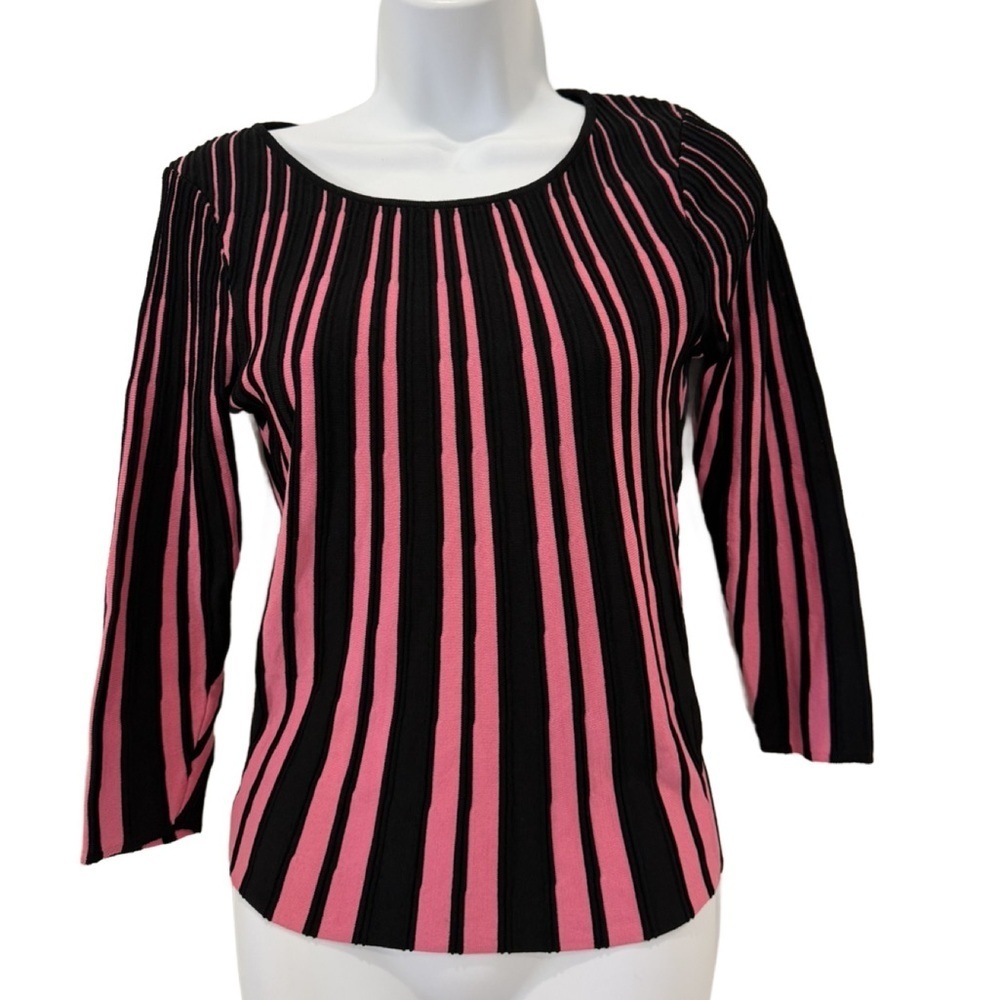 Cyrus Black and Pink Striped Women's Top, Size Small